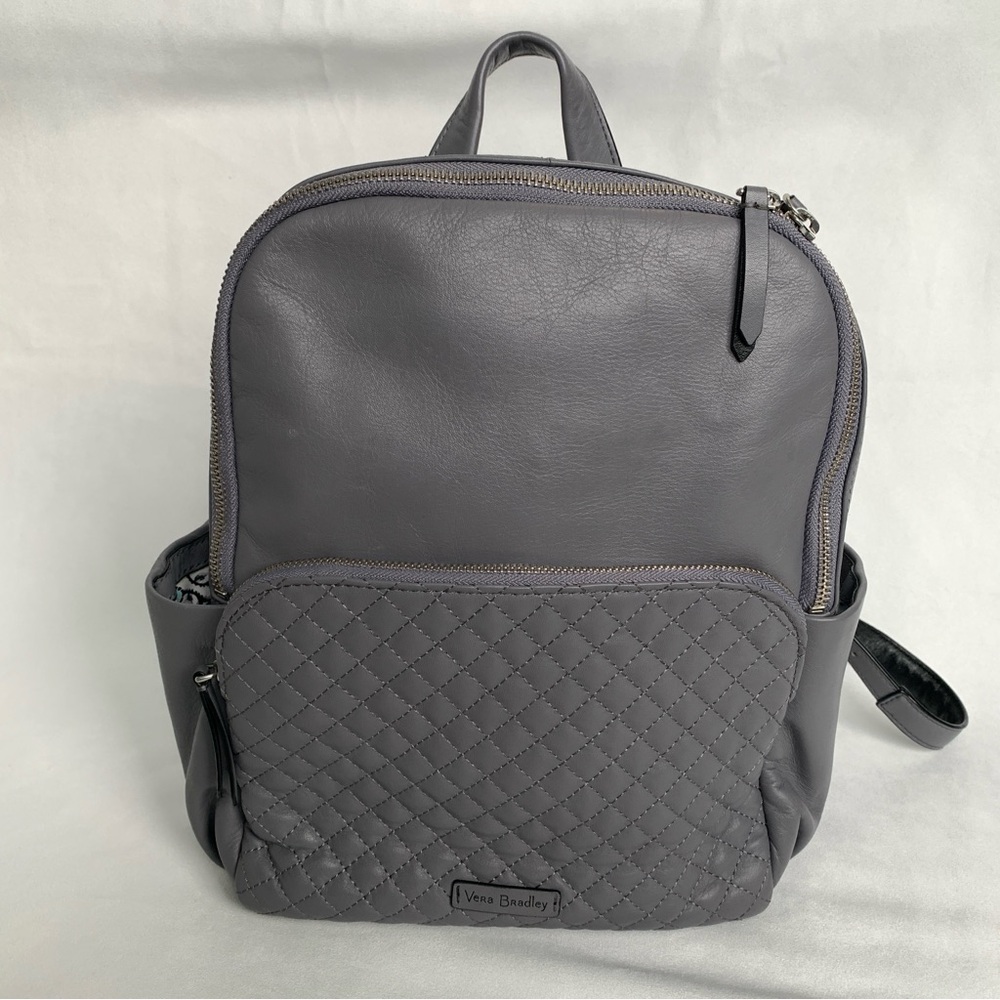 VERA BRADLEY Leather Backpack Purse Gray- Great Condition